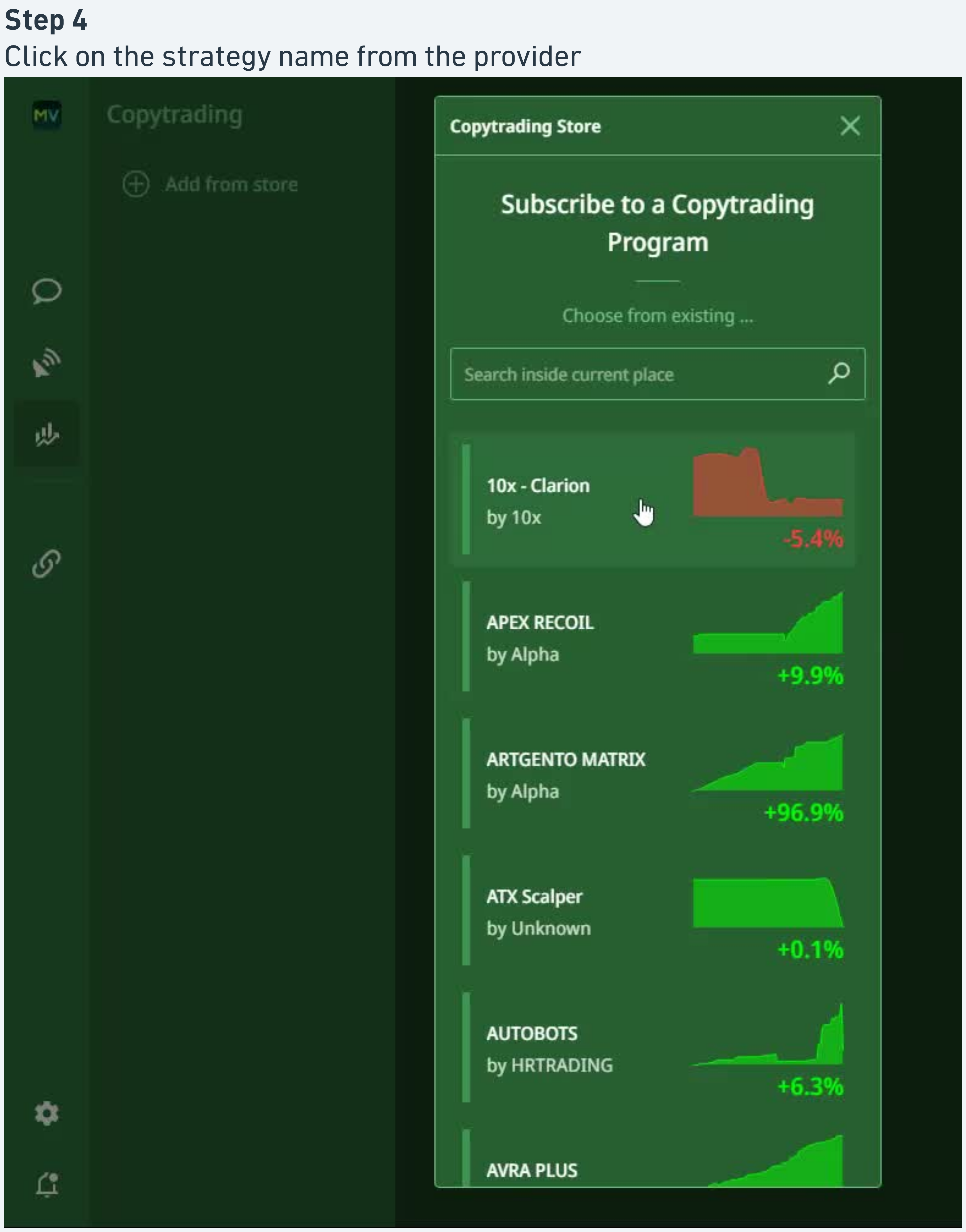 Copytrading Store with example strategies